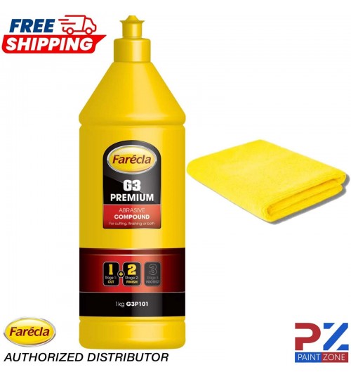 Farecla G3 Premium Abrasive Liquid Compound Swirl Marks FREE Cloth 1KG G3P101