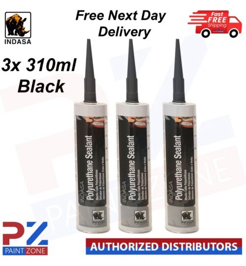 3x INDASA Polyurethane PU Sealant 310ml Black - With Free Next Day Delivery