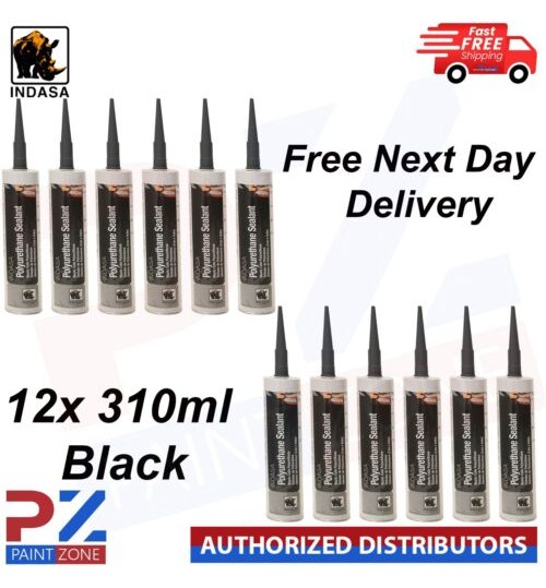 12x INDASA Polyurethane PU Sealant 310ml Black - With Free Next Day Delivery