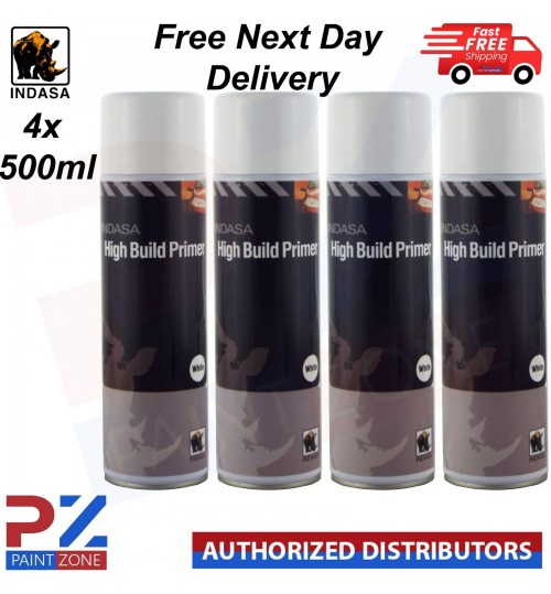 4X Indasa White High Build Acrylic Based Primer Aerosol Excellent Adhesion 500ml