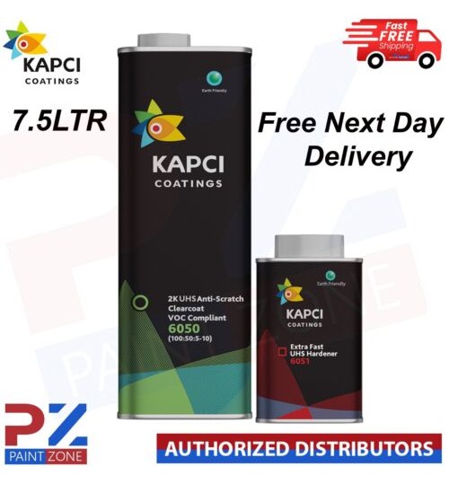 KAPCI COATINGS 6050 2K CLEARCOAT LACQUER WITH EXTRA FAST HARDENER 6051 7.5L KIT