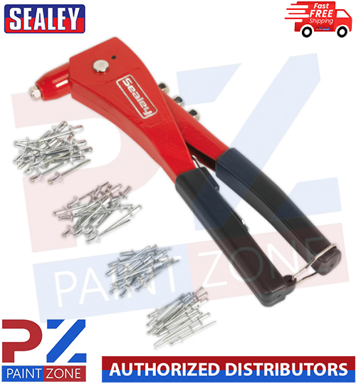 AK99 Sealey Heavy Duty Hand Pop Rivet Riveter Gun Plus 2.4mm,3mm,4mm,5mm Rivets