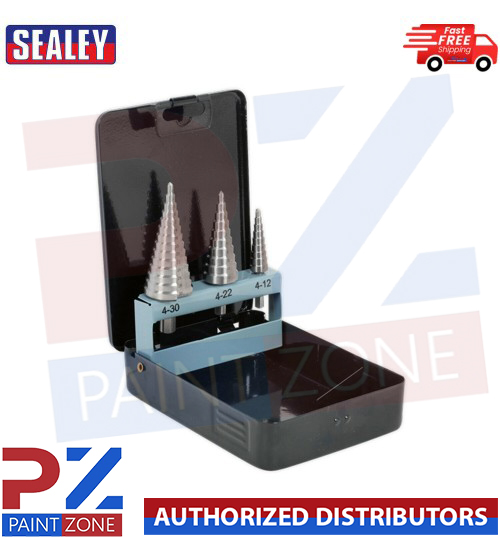 AK4746 Sealey HSS 4341 Step Drill Bit Set 3pc Double Flute