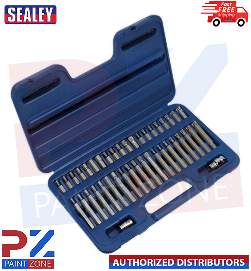 AK219 Sealey TRX Star Spline Hex Bit Set 42pc 3/8" 1/2" Square Drive Car Garage