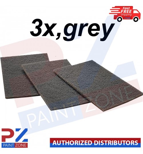3 X SCOTCHBRITE ABRASIVE FINISHING PADS GREY SCOTCHBRITE