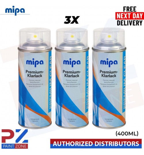 3x Mipa Premium Clearcoat Spray Aerosol - 400ML