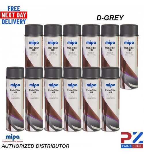 12X Mipa Etch Filler High Build Dark Grey (500ML)
