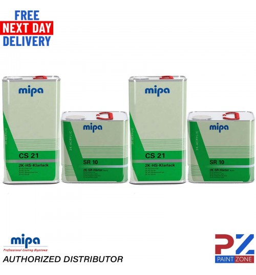 2X MIPA CS21 2K HS ACRYLIC CLEAR COAT/ LACQUER + SR10 FAST HARDENER 15L KIT