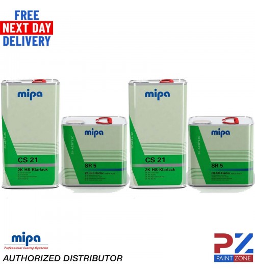 2X MIPA CS21 2K HS ACRYLIC CLEAR COAT/ LACQUER + SR5 EXTRA FAST HARDENER 15L KIT