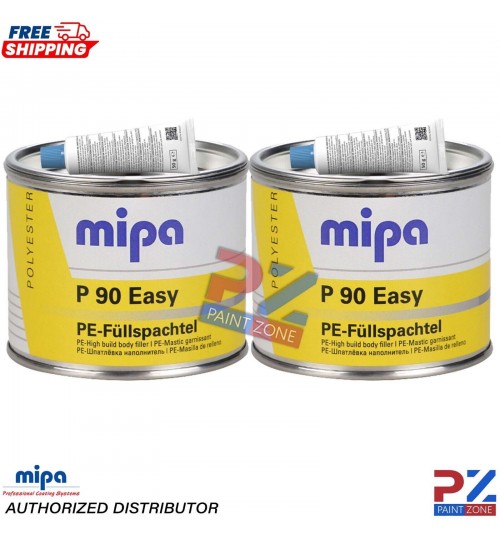 2X MIPA P90 Easy Body Filler Incl Hardener 250G Polyester High Build Putty