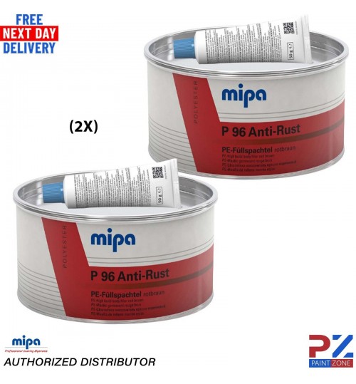 2X MIPA P96 ANTI RUST FILLER 2KG WITH HARDENER - ANTI CORROSIVE CAR BODY FILLER