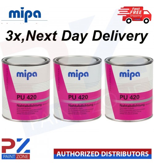 3x MIPA PU 420 Seam Sealer 1KG Tin Grey Brushable Polyurethane Adhesive Sealant (NEXT DAY DELIVERY)