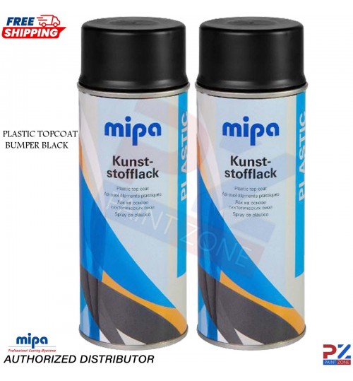 2x MIPA Plastic Topcoat Black Bumper Spray Paint – 400ml Aerosol Kunststofflack