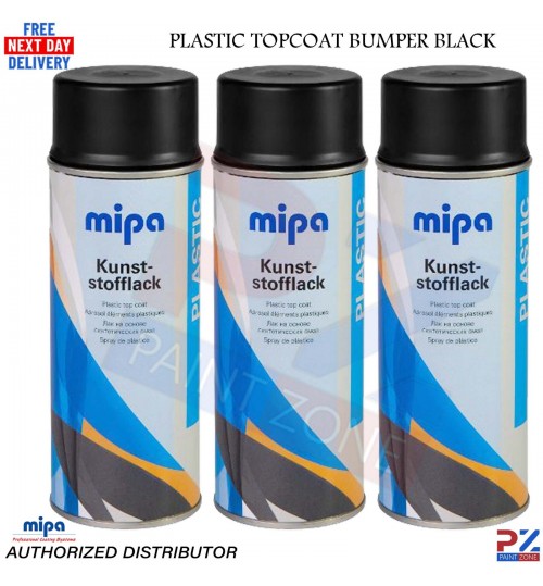 3x MIPA Plastic Topcoat Black Bumper Spray Paint – 400ml Aerosol Kunststofflack