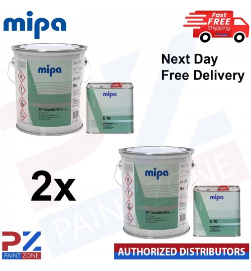 2X MIPA EP Grundierfiller 2K EPOXY PRIMER WITH E10 HARDENER - 15LTR KIT - GREY